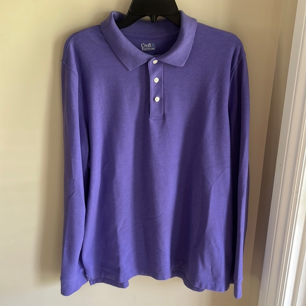 💕HP💕Croft & Barrow men’s purple long sleeve polo - size XL (cotton, polyester)